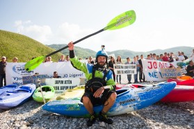 Day 33: The initiator and guide of the Balkan Rivers Tour: Rok Rozman from Slovenia at the Vjosa.